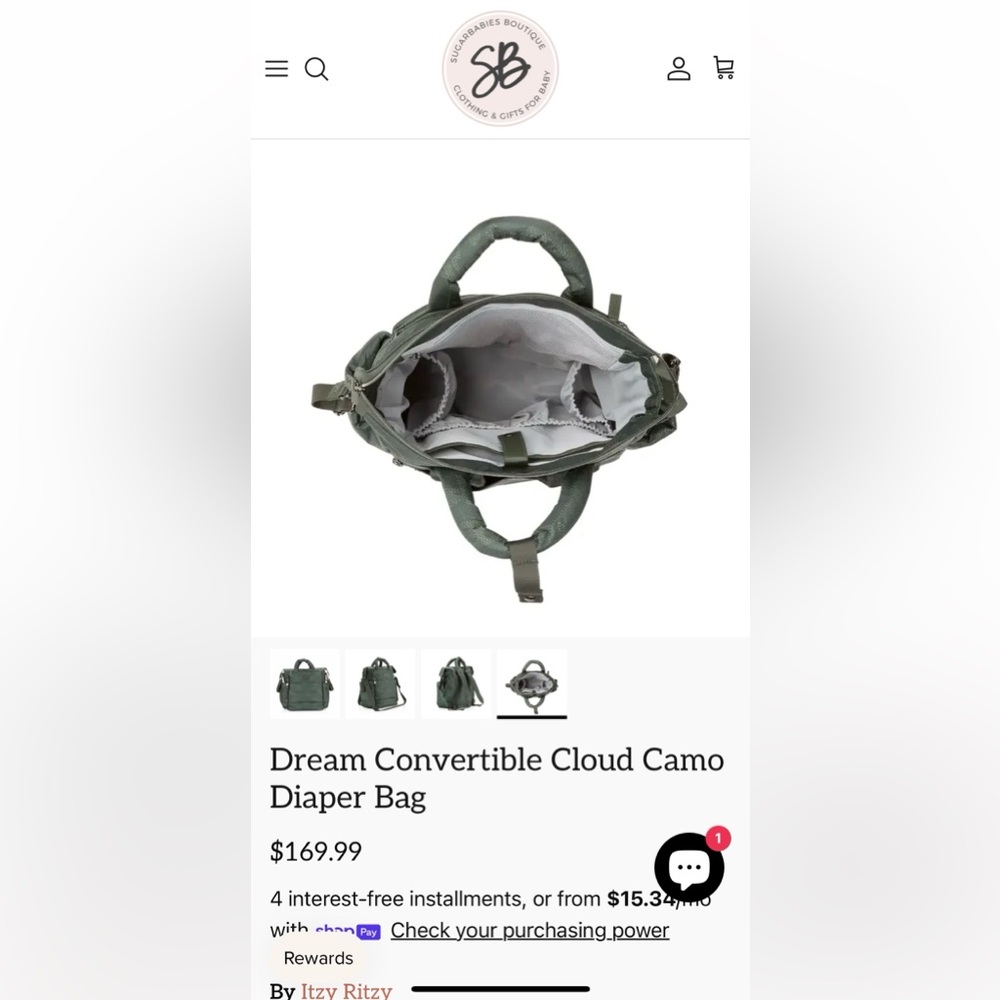 Itzy Ritzy dream convertible backpack. Camo print - Picture 6 of 6